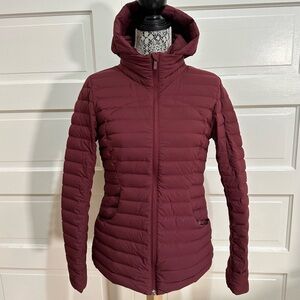 Lululemon Pack It Down Hooded Jacket Size 8 Red Merlot Goose Down Puffer